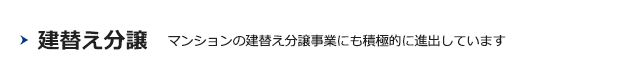 建替え分譲 マンションの建替え分譲事業にも積極的に進出しています