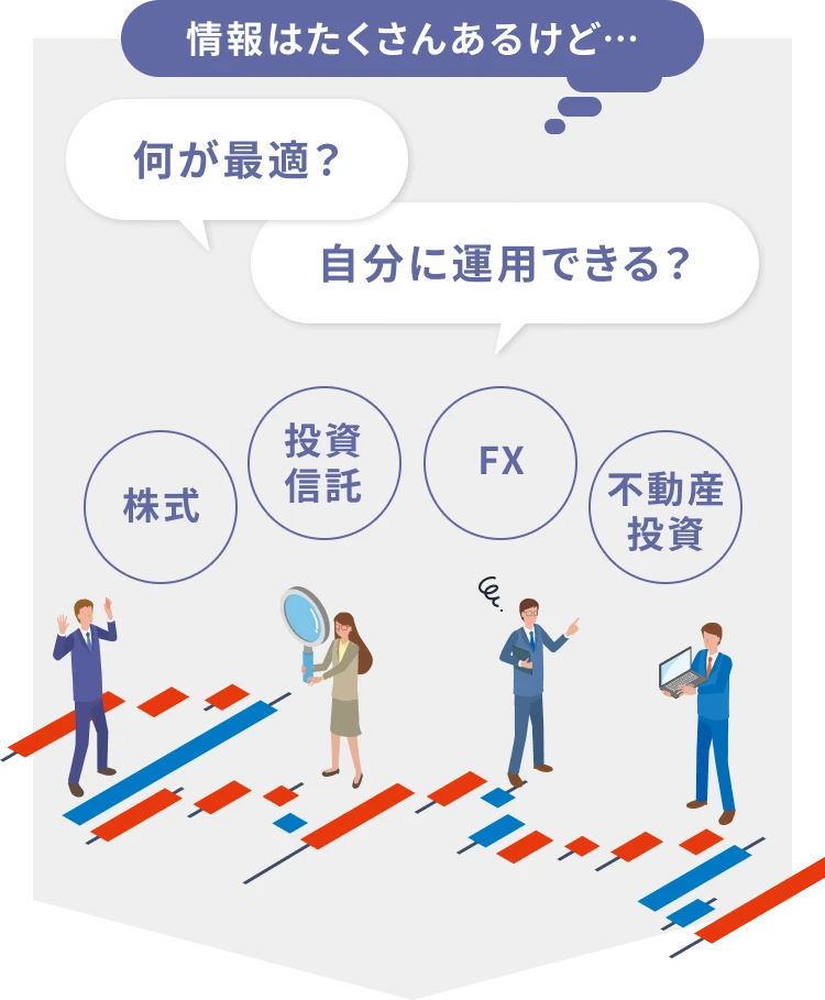 情報はたくさんあるけど… 何が最適？自分に運用できる？株式 投資信託 FX 不動産投資