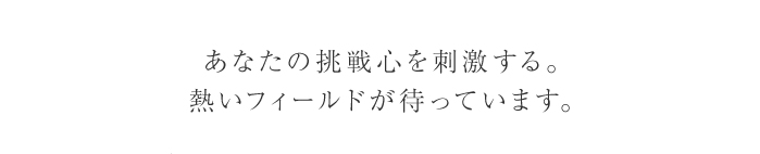 あなたの挑戦心を刺激する。熱いフィールドが待っています。